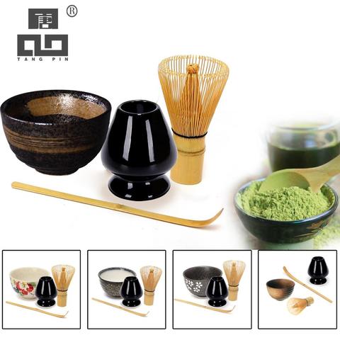 TANGPIN 4pcs/set traditional matcha giftset bamboo matcha whisk scoop ceremic Matcha Bowl Whisk Holder japanese tea sets ► Photo 1/6