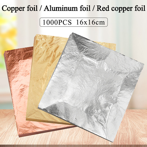 1000pcs 6.3x6.3'' Imitation Gold Silver Foil  Leaf Gilding Glue sheet Copper Foil Leaf ► Photo 1/6