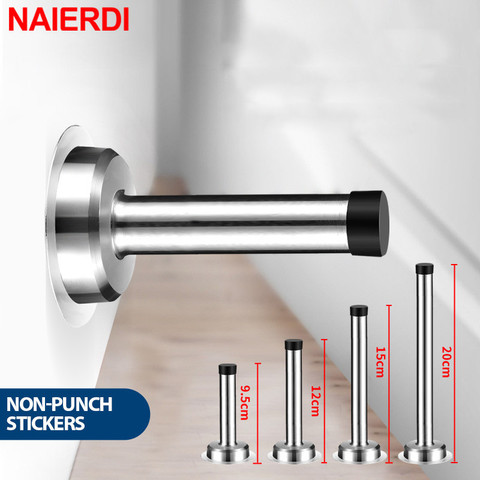 NAIERDI Rubber Stainless Steel Door Stopper Bathroom Door Stop Heavy Duty Wall Mount Bumper Non-magnetic Door Holder Door Catch ► Photo 1/1