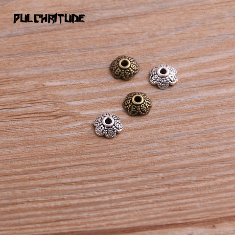  100pcs 3*8*8mm Two Color Bead Caps Charm Hollow Flower Letter Pendants Jewelry Accessories DIY Receptacle Charms ► Photo 1/5