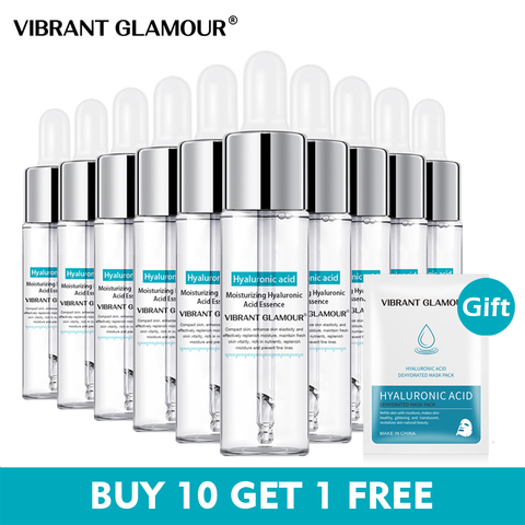 VIBRANT GLAMOUR Hyaluronic Acid Shrink Pore Face Serum Moisturizing Whitening Essence Anti-Aging Deep Hydration Skin Care 10pcs ► Photo 1/6