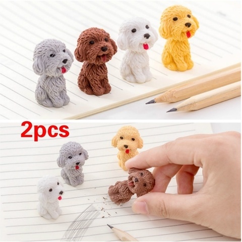 2Pcs Kawaii Cute Dog Cartoon Eraser Pencil Rubber Novelty for Kids School Supplies Student Office Stationery ► Photo 1/6
