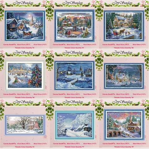 Snowscape Snowy Night Christmas pattern counted 11CT 14CT Cross Stitch Set DIY Cross-stitch Kit Embroidery Needlework Home Decor ► Photo 1/6