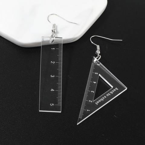 Goth Cool Transparent Ruler Acrylic Earrings Asymmetrical Geometric Unusual Hanging Earring for Women Long Dangle Jewelry 2022 ► Photo 1/6