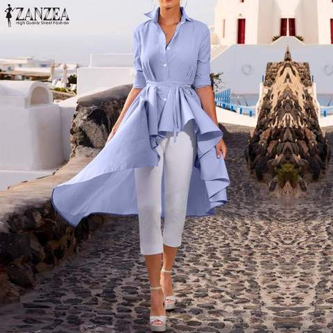 Fashion Stripe Tops Women's Asymmetrical Blouse ZANZEA 2022 Elegant Striped  Shirts Female Lapel Button Blusas Plus Size Tunic - Price history & Review  | AliExpress Seller - ZANZEA Apparels Store 