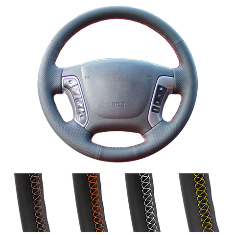 DIY Customized Car Steering Wheel Cover For Hyundai Santa Fe 2006-2012 Auto Artificial Leather Steering Wrap ► Photo 1/6