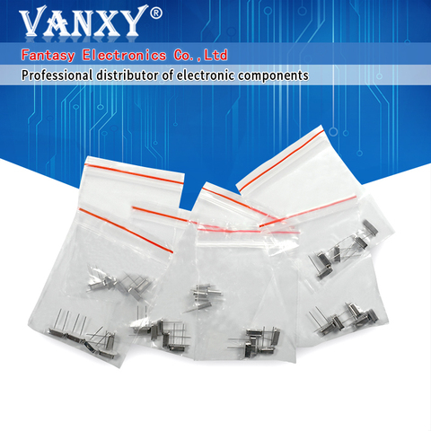 7values*5pcs=35pcs 32.768Khz 6Mhz 8Mhz 11.0592Mhz 12Mhz 16Mhz 20Mhz Crystal Oscillator HC-49S kit ► Photo 1/6