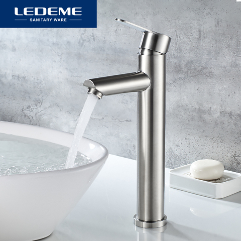 LEDEME Stainless Steel Basin Faucet Bathroom Faucet Hot Cold Mixer Tap Single Hole Countertop installation Basin Faucets L71103 ► Photo 1/6
