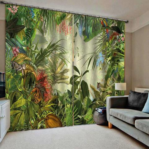 Blackout Window Curtain tropical forest Curtains For Living Room Bedroom Photo Pritend Bedroom Curtains Cortinas ► Photo 1/4