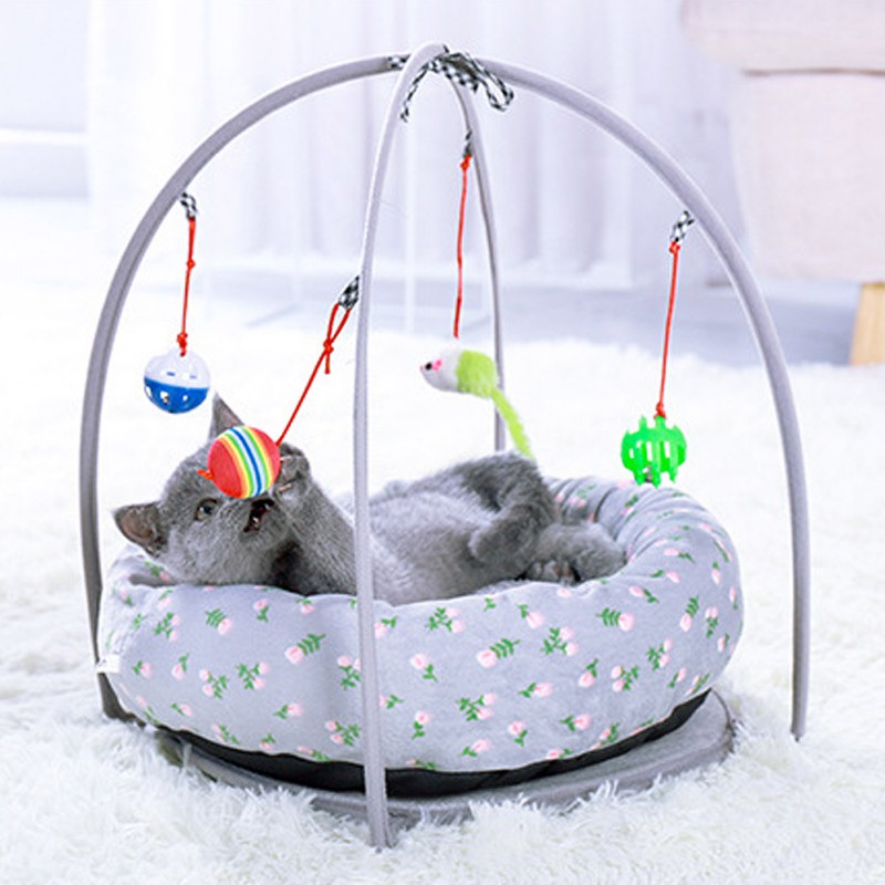 Foldable Pet Cat Bed Tent Activity Playing Toy Kitty Pad Blanket Furniture Mat 