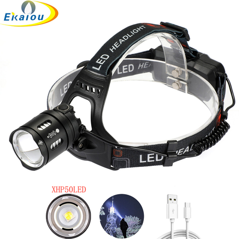 new High lum XHP50 LED headlamp 3 Modes Waterproof Cycling Fishing Head Lamp Night Emergency Headlight Portable Outdoor Lighting ► Photo 1/6