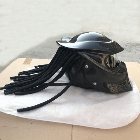 NEW Full Carbon Fiber Motorcycle Predator Helmet Full Face DOT certification High quality casco depredador clear lens ► Photo 1/6