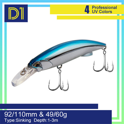 D1 minnow heavy sinking 92mm49g 110mm 60g rough trail blazin trolling fishing lure pesca trout dolphin hard bait isca artificial ► Photo 1/6