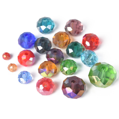 AB Plated Colors 3x2mm 4x3mm 6x4mm 8x6mm 10x7mm 12x8mm Rondelle Faceted Crystal Glass Loose Spacer Beads for Jewelry Making DIY ► Photo 1/6
