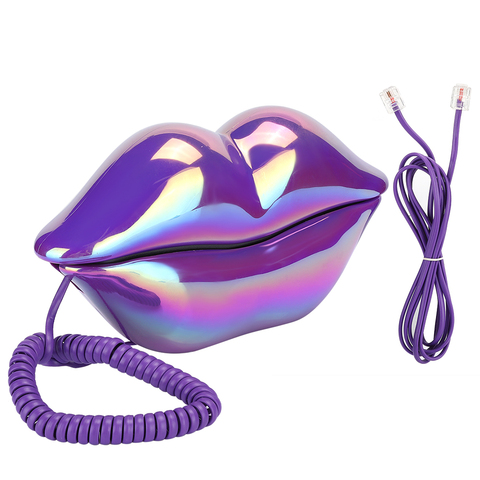 Creative Lips Telephone Electroplate Desktop Landline Phone for Home Office Decoration Lip Shaped Phones telefone Red / Purple ► Photo 1/6