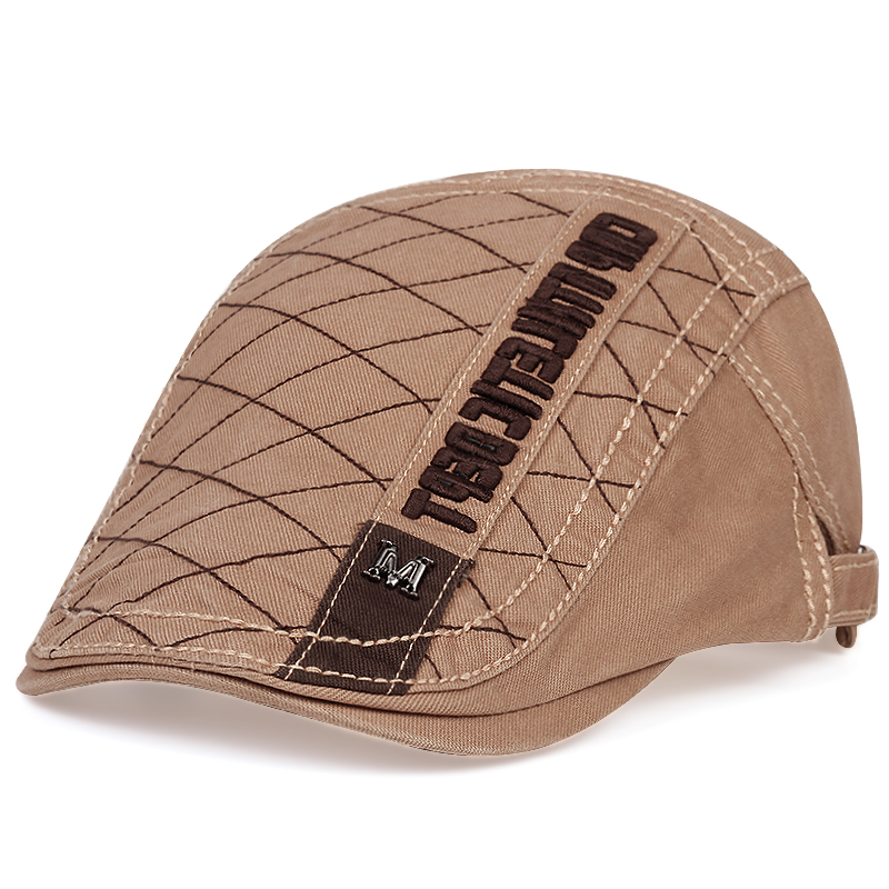 Men's fashion cotton grid embroidery casual peaked cap casquette cap berets hats 