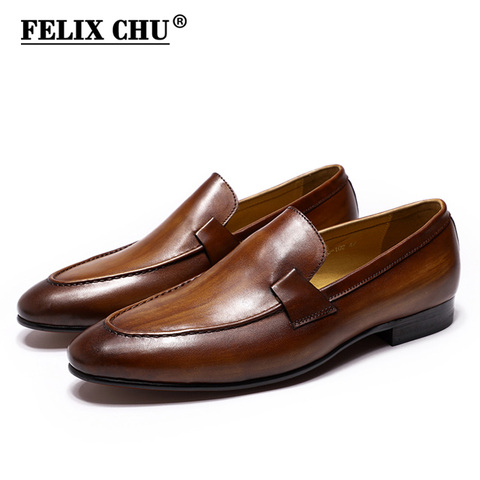 FELIX CHU Designer Fashion Mens Loafers Leather Handmade Black Brown Casual Business Dress Shoes Party Wedding Men's Footwear ► Photo 1/6