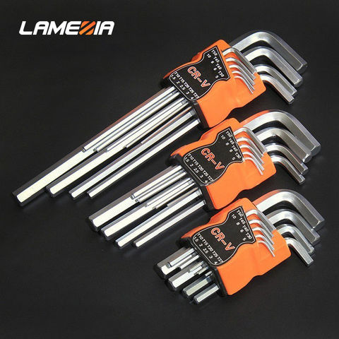 LAMEZIA 9pcs Carbon Steel Double-End Screwdriver Hex Set Spanner Allen Key Hexagon Flat Ball Torx Star Head Wrench  Hand Tool ► Photo 1/6