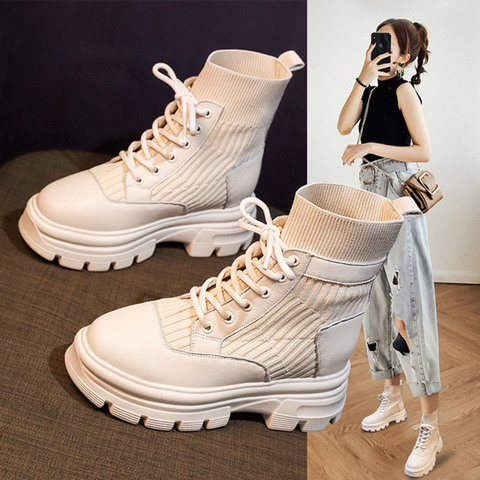 Hot Women Fashion Autumn and Winter Nude Boots 2022 New Casual Women Shoes Short Boots Woman British Style Botas De Mujer ► Photo 1/6