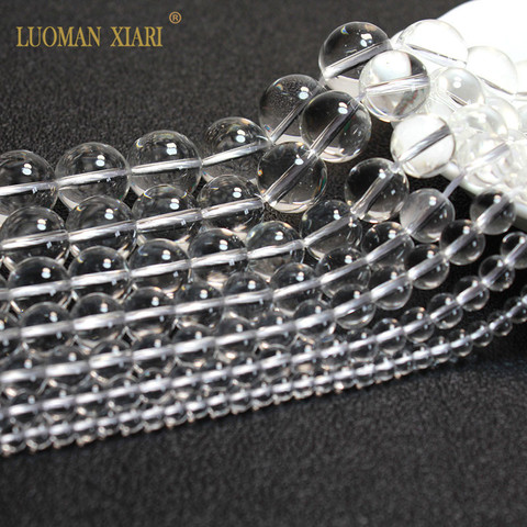 Wholesale AAA White Crystal  Round Natural Stone Beads For Jewelry Making DIY Bracelet Necklace 4/6/8/10/12/14 mm Strand 15'' ► Photo 1/5