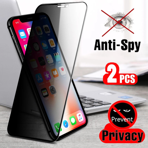2Pcs Best Full Privacy Tempered Glass for IPhone12 6 6s 7 8 X XS Max XR IPhone 11 Pro Anti Spy Screen Protector High Definition ► Photo 1/6