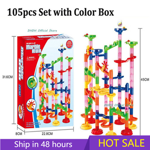 29/80/105pcs Marble Run Building Blocks Funnel Slide Bricks Toys For Children Kids labyrint Rolling Ball Toys Educational Toys ► Photo 1/6