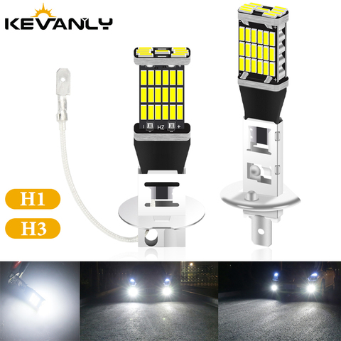 1PC LED Fog Light  H1 LED H3 LED 4014 Chips 45SMD High Power Headlight Lamps Bulb Lens DC 12V car bulb ► Photo 1/6