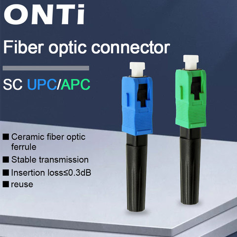 ONTi FTTH SC APC Fast Connector Single-Mode Fiber Optic SC UPC Quick Connector Fiber Optic Fast Adapter Straight Tail ► Photo 1/4
