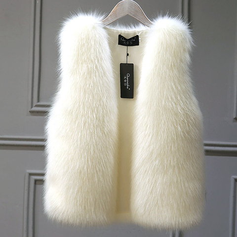 2022 New Winter Female Fox Fur Vest Coat Winter Warm White Black Gray Fur Vest Jacket Large Size 2XL Sleeveless Coat ► Photo 1/6
