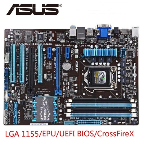 Used, Asus P8H77-V LE Desktop Motherboard H77 Socket 1155 USB3.0 DDR3 32GB ATX On Sale ► Photo 1/2