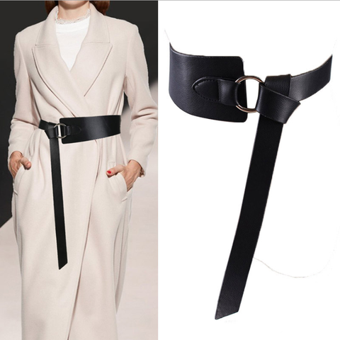 New Ring Knot Wide Corset Leather Belt Female Tie Obi Waistband Thin Bow Leisure Belts for Women Wedding Dress Waistband Lady ► Photo 1/6