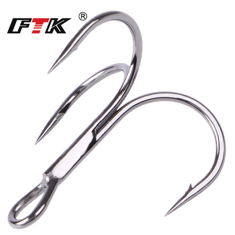 FTK Fishing Hook 10-20pcs High Carbon Treble Hooks Super Sharp solid size 3/0#-14# Triple Barbed Steel Fishing bass lure hook ► Photo 1/6