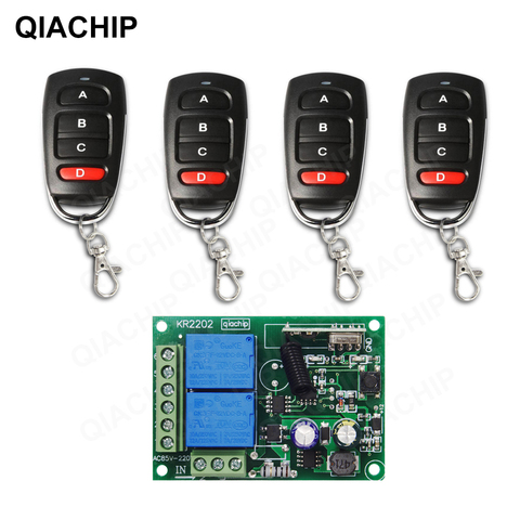 QIACHIP 433MHz Universal Remote Control Switch AC 110/220V 10A 2CH RF Relay Receiver and Transmitter for Garage and gate Control ► Photo 1/6