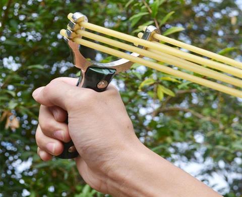 High quality aluminum alloy wood camouflage bow catapult powerful slingshot shooting outdoor tools ► Photo 1/6