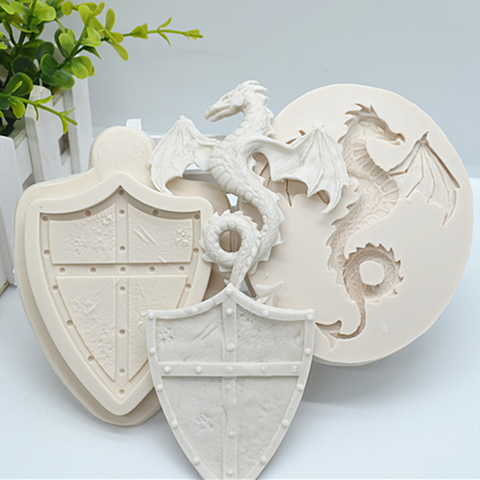 Luyou 2pc Dinosaur And Shield Silicone Resin Molds Cake Decorating Tools Pastry Kitchen Baking  Accessories  FM1989 ► Photo 1/6