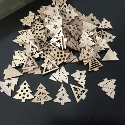 50pcs Natural Wood Christmas Ornament Pendant Hanging Gifts Elk Deer Snowflake Xmas Tree New Year Party Home Wedding Decoration ► Photo 1/6