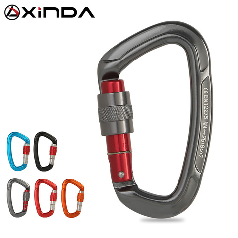 XINDA Professional Rock Climbing Carabiner 25KN Lock D-shape Safety Buckle Outdoor Safety Protection Carabiner Equipment ► Photo 1/6