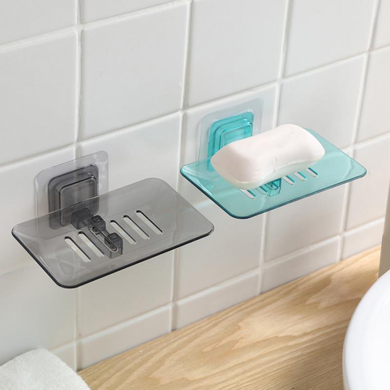 Bathroom Accessorie Shower Soap Box Dish Storage Plate Tray Holder Case Suction 