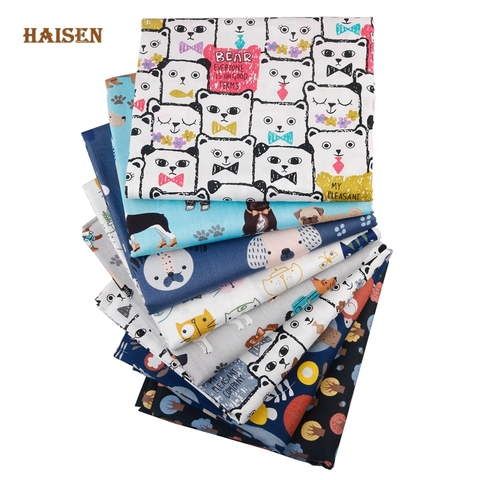 8pcs/Lot,Cat,Dog And Bear Combination Printed Twill Cotton Fabric Patchwork Tissue Cloth For DIY Sewing&Quilting Crafts Material ► Photo 1/6