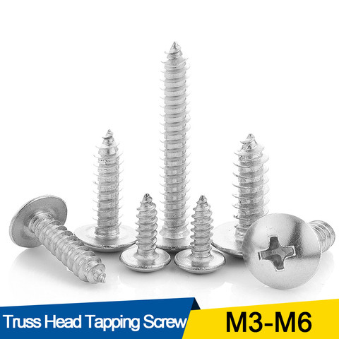 20/55pcs Cross Recessed Truss Head Self-tapping Screw 304 Stainless Steel M3 M4 M5 M6 Phillips Mushroom Head Wood Screw ► Photo 1/6