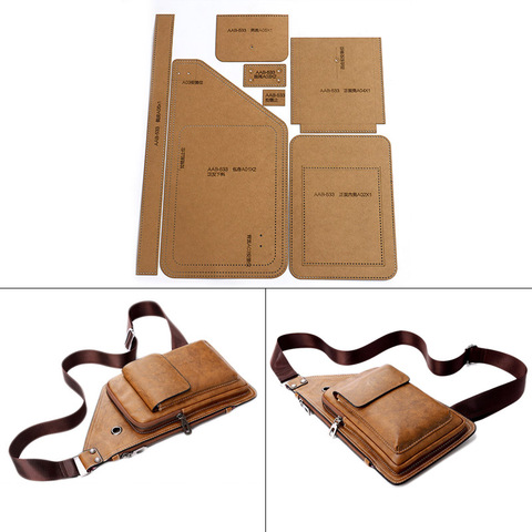 DIY Handmade Leather Men's Chest Bag Coin Purse Sewing Pattern Hard Kraft Paper Stencil  Template 37cm*20cm ► Photo 1/6