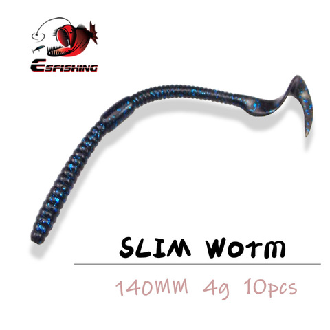 ESFISHING  New Fishing Worm Lure Soft Slim worm 140mm 4g 10pcs Leurre Souple Crankbait Squid Lure Bass Fishing Wobbler ► Photo 1/6