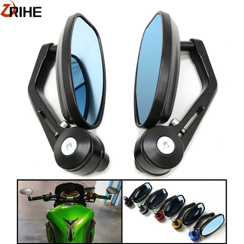 For Kawasaki Z1000 Motorcycle 7/8 Handle Bar End Rear View Side Mirrors  Black A