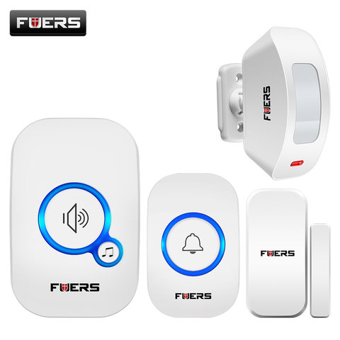 Fuers Wireless Doorbell Home Security Pir Motion Welcome Chime Door Sensor Sound Alarm 32 Song Smart Doorbell Ring Touch Button ► Photo 1/6