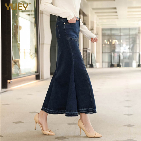 2022 New Womens Denim Skirt Elastic Stretch Ankle Length Long Jeans High Waist Hip Lifter Fishtail Skirt Plus Size S 6XL 8XL 40 ► Photo 1/5