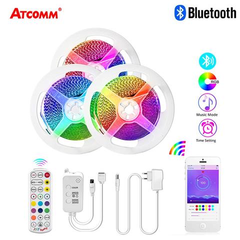 Bluetooth Smart LED Strip Light 5050 RGB 5M 10M 15M Diode Tape Lamp Multi Colored Backlight DC 12V Voice Music Control LED Light ► Photo 1/6