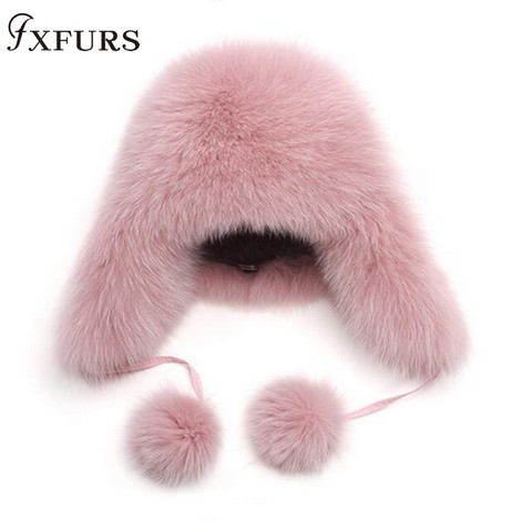 2022 New Fur Hat Women Natural Raccoon Fox Fur Russian Ushanka Hats Winter Thick Warm Ears Fashion Bomber Cap Raccoon Snow Caps ► Photo 1/6