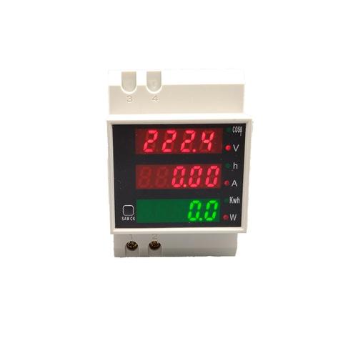 Din rail LED AC 80-300V 0-100.0A voltmeter ammeter display active power and power factor time Energy meter voltage current ► Photo 1/6