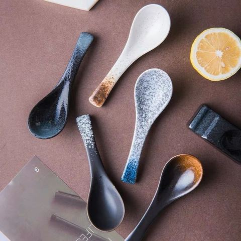 Creative Ceramic Soup Spoon Japanese Tableware Eating Spoon Spoons Kitchen Cooking Utensil Tool Teaspoon Catering For Kicthen ► Photo 1/6