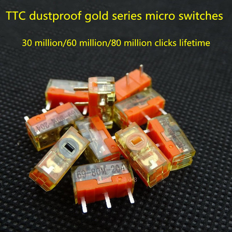 new arrival 2pcs/pack original TTC dustproof gold mouse micro switch gold contactor 30 millions click lifetime repair parts ► Photo 1/6